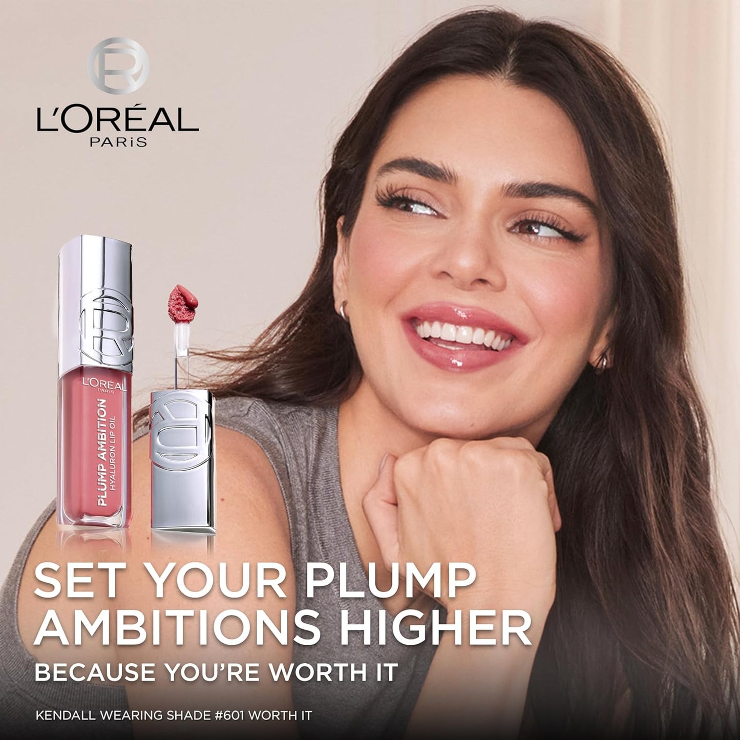 L'Oreal Paris Plump Ambition Hyaluron Lip Oil, 24 HR Lip Gloss with Hyaluronic Acid, Volumizing Formula with Glass-Like Shine, La Nuit Sparkle, 0.16 Fl Oz