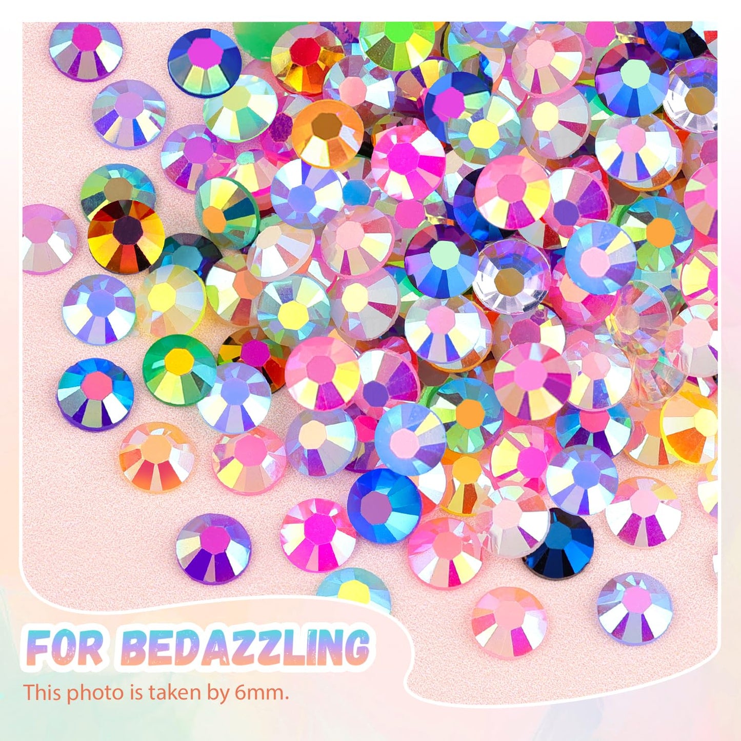 6600Pcs Resin Jelly Rhinestones with Tweezers for Crafting, Multi Colors 5mm Non Hotfix Flatback Gems, Bedazzling Crystal for DIY Crafts Clothing Tumblers Mugs Shoes Decor Nail Art