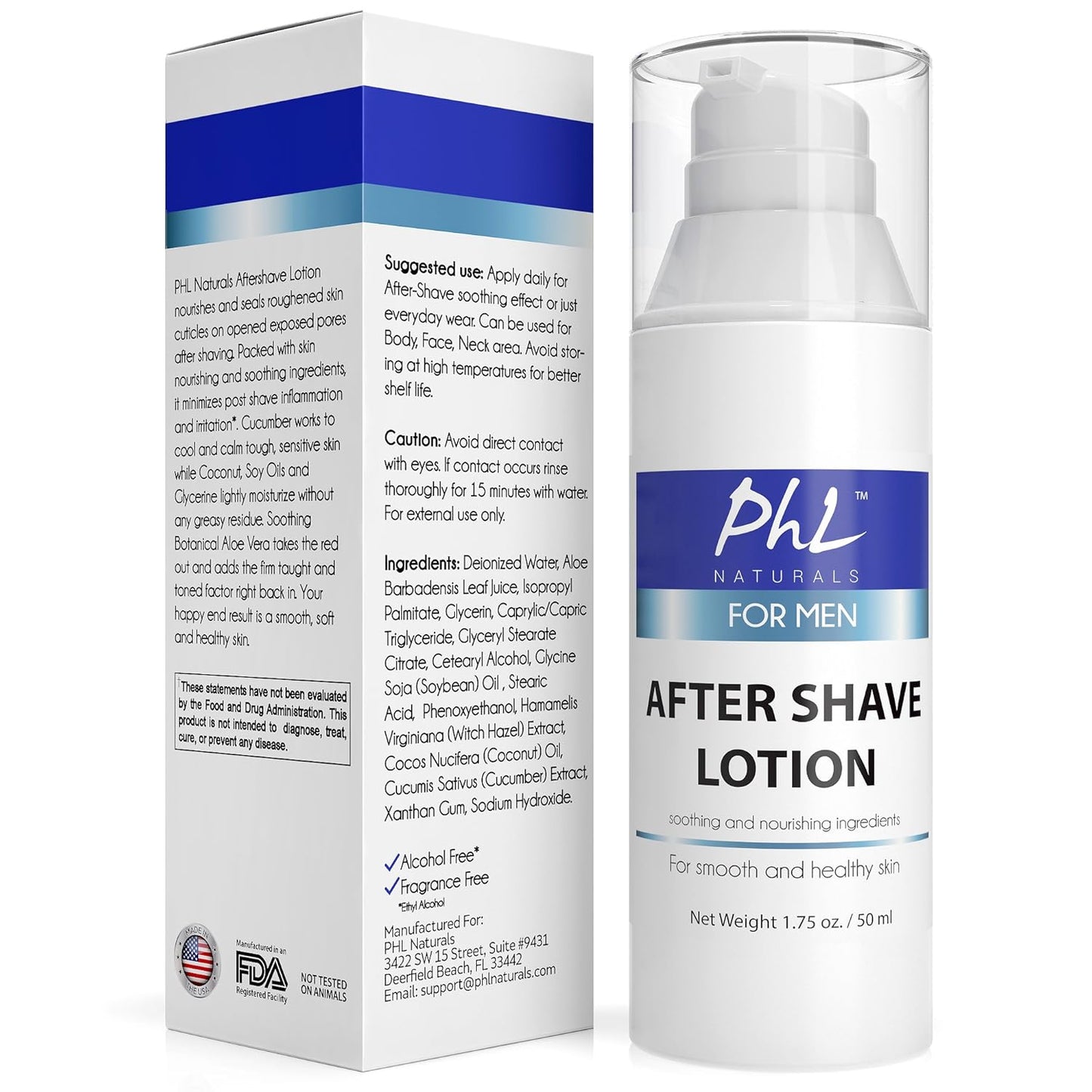 Unscented Aftershave for Men – Fragrance-Free, Alcohol-Free After Shave Lotion for Sensitive Skin – Soothes, Prevents Razor Burn, Moisturizes – 1.75 oz