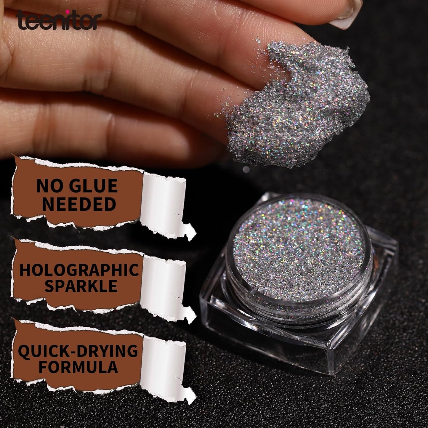 Teenitor Face Glitter, Sliver Body Glitter, Holographic Face and Body Glitter Gel for Women, Rave Glitter for Face, Hair, Eye and Body