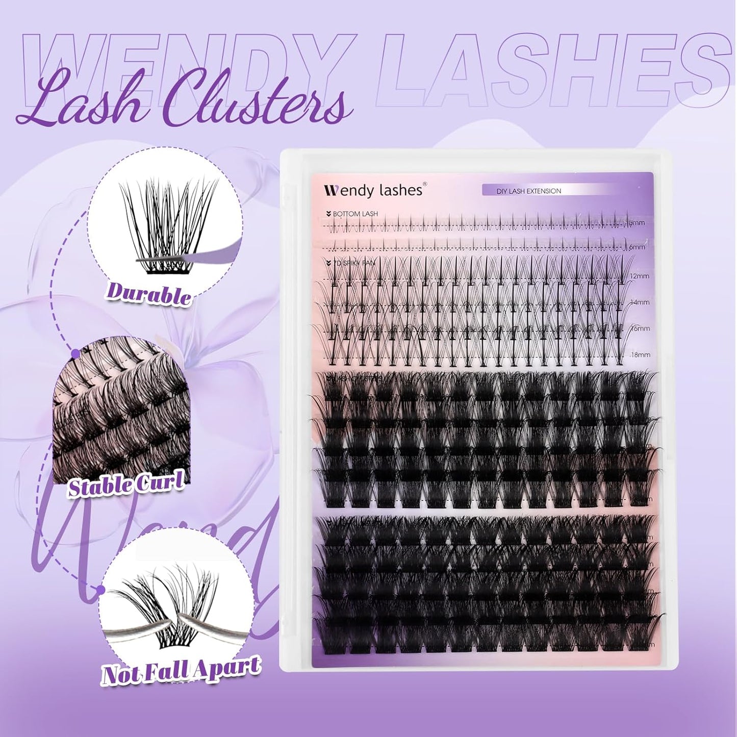 DIY Individual Lash Extensions Eyelashes Cluster Lashes 12-18 mixed D Curl Cluster Lash Nature Look Soft Wispy Cluster Eyelash Extensions（FD18+B-07-1218）