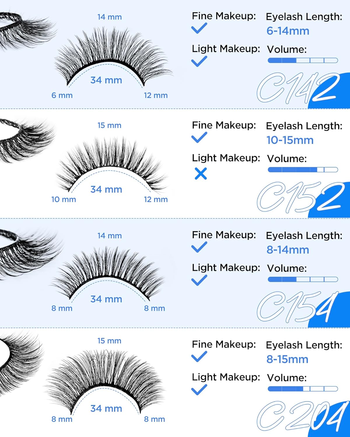 BEYELIAN False Eyelashes Natural Look 20 Pairs Strip Lashes, Wispy Lash Pack Soft 3D Volume Faux Mink Lashes That Look Like Extensions C-MIX-1