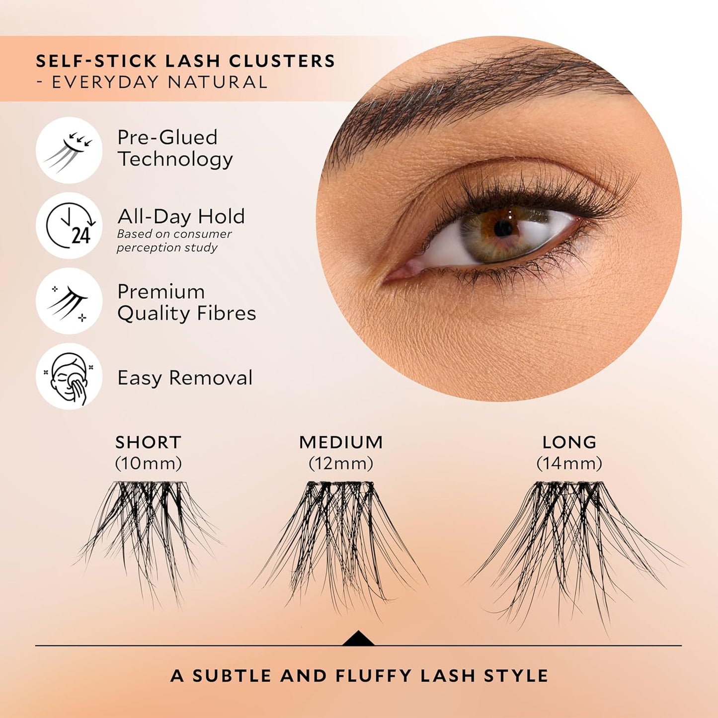 Velour-Xtensions™ Self-Stick Lash Clusters Kit, Self Adhesive Eyelashes, Includes 12 Eyelash Clusters & Applicator, Comfortable & Lightweight Lash Extensions (Everday Natural)