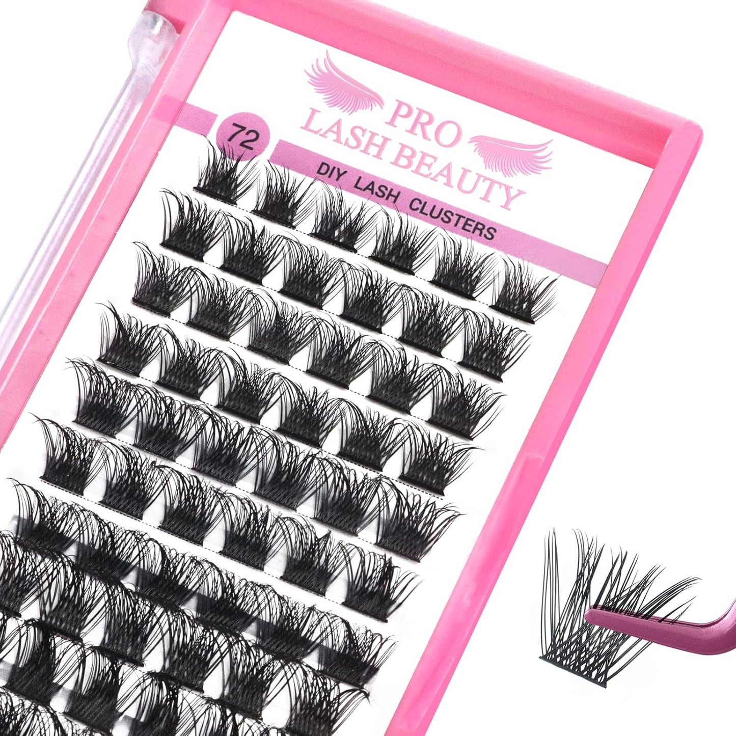 Lash Clusters, 72 Pcs Individual Lashes, Cluster DIY Lash Extension, Volume Eyelashes Look, Super Thin Band and Comfortable (Volume-C-10mm)