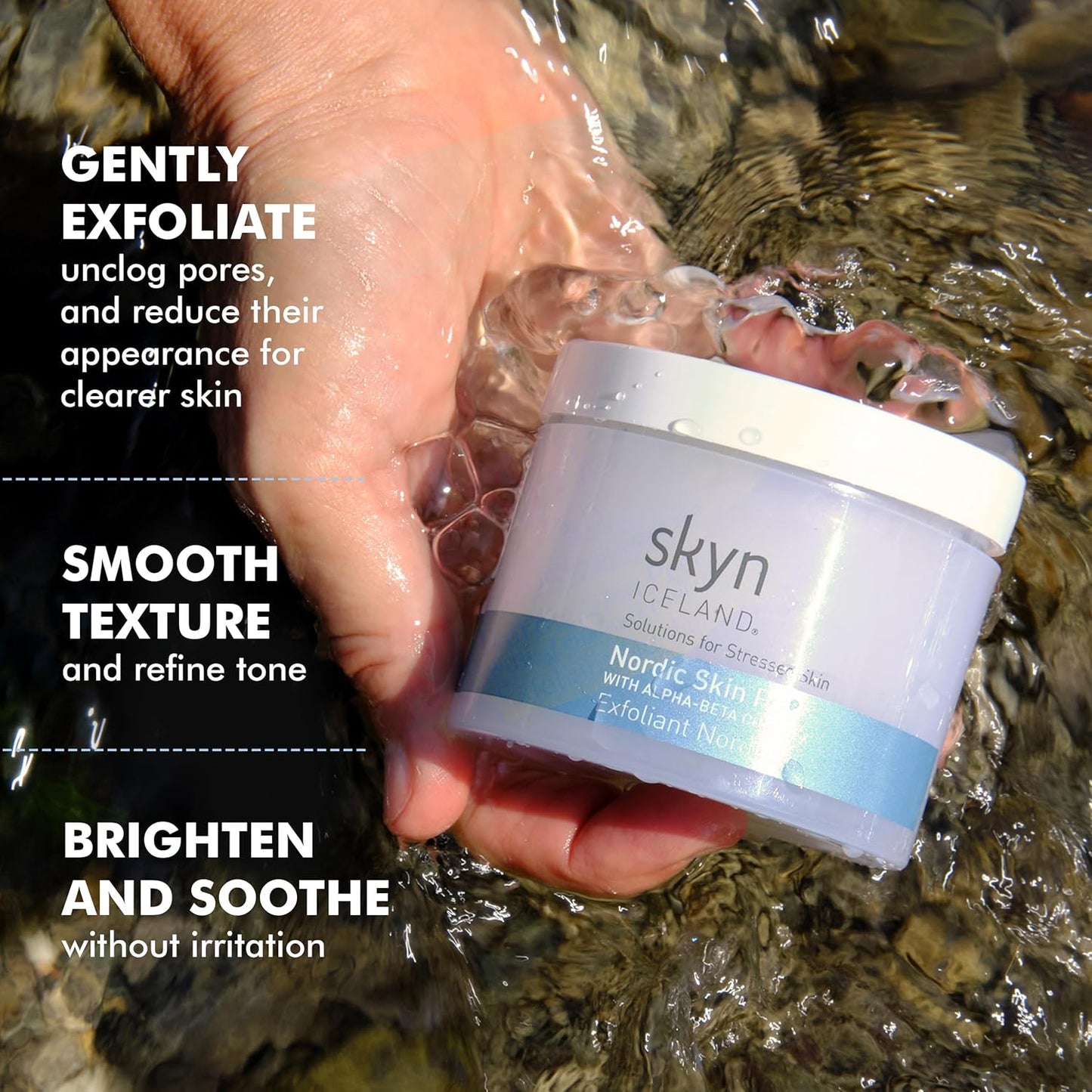 Skyn ICELAND Nordic Skin Resurfacing Facial Pads With AHA and BHA. Exfoliating & Clarifying Peel Targets Fine Lines and Discoloration Without Irritation. 60 Pads