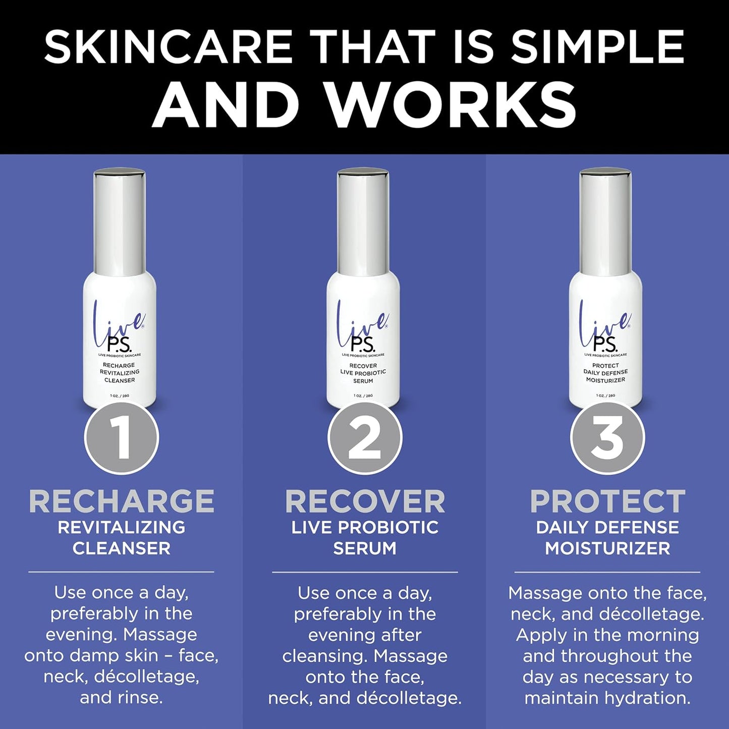 3-Step Skin Care Kit – Face Cleanser, Probiotic Serum & Moisturizer – Ultimate Recipe for Balanced, Glowing, Hydrated Skin – Perfect for All Skin Types – Travel Size – Vegan & Cruelty-Free