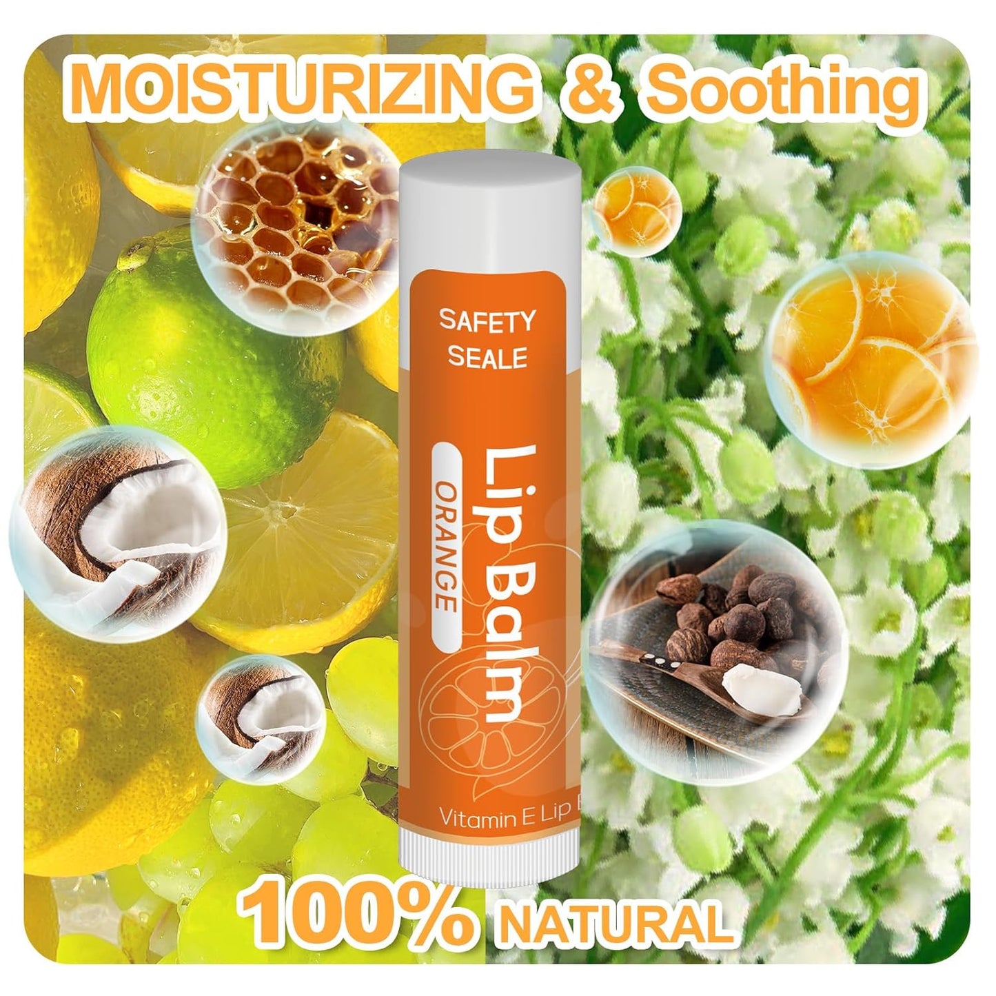 20 Pack Natural Lip Balm Bulk with Vitamin E and Coconut Oil Valentine's Day best choice - Moisturizing, Soothing, and Repairing Dry and Chapped Lips Valentine's Gift - 10 Flavors - Non-GMO