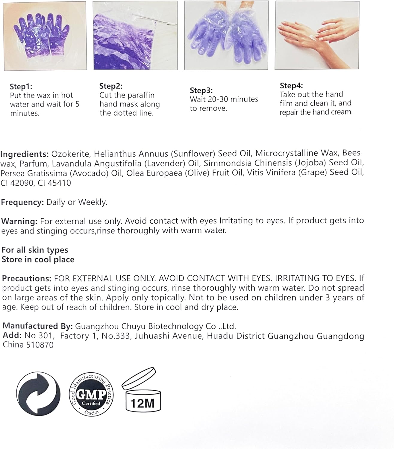 10-Minute Paraffin Hand Treatment, Home Hand Wax Spa Treatment Gloves, Rose, One-Pair