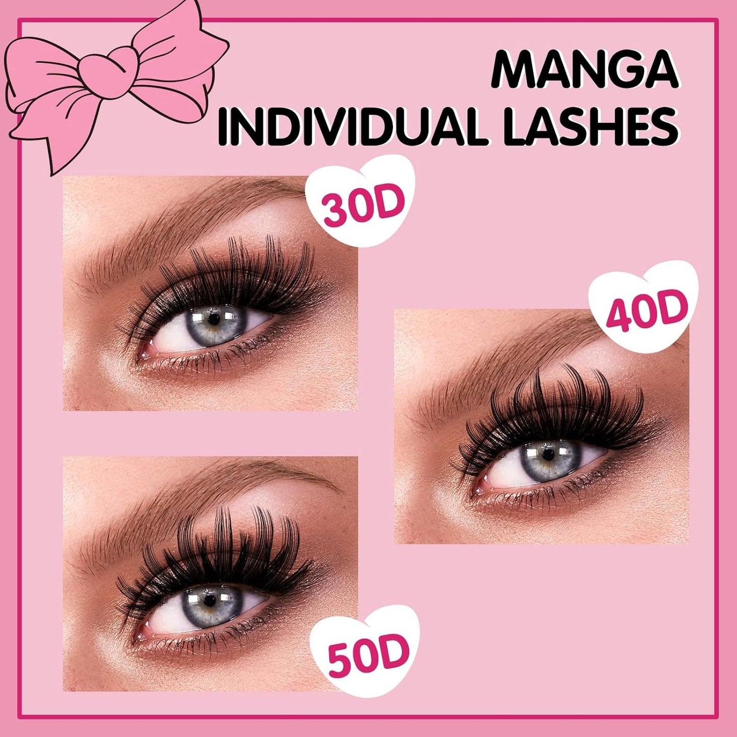 280 Pcs Individual Lashes 40D+50D Mixed Lash Clusters Devil Style Lashes That Look Like Eyelash Extensions Wispy Lashes DIY Individual Lashes At Home (40D+50D-C-8-16mix,Manga)