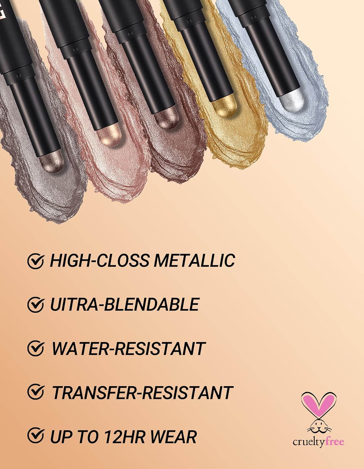 Erinde Shimmer Cream Eyeshadow Stick, Long Lasting Metallic Eye Shadow Sticks, Waterproof Creamy Glitter Eyeshadow Pencil, High Pigmented Blendable Neutral Eye Makeup, 14 Taupe Shimmer