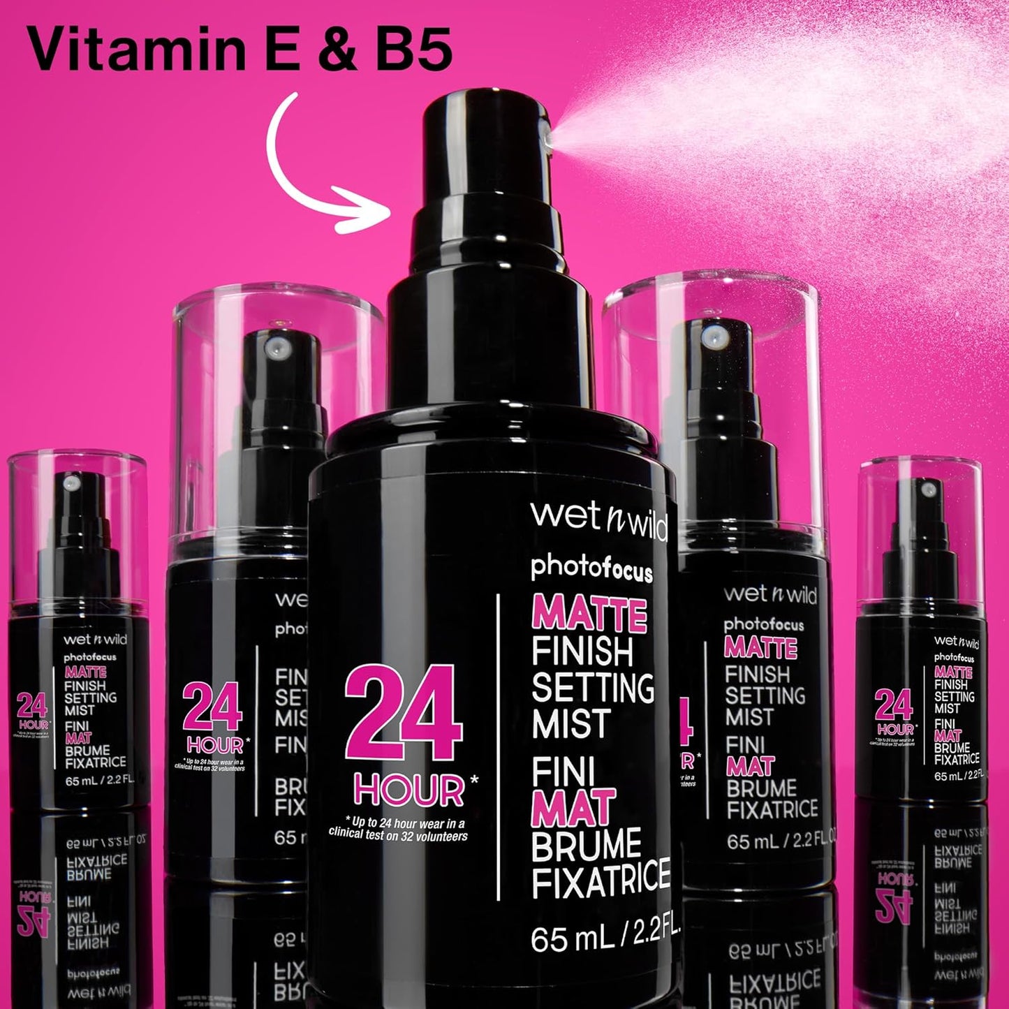 wet n wild Photo Focus Setting Mist, Up to 24HR Wear, Lightweight & Nourishing with Provitamin B5 & E, Suitable for All Skin Types, Cruelty-Free & Vegan - Natural Finish
