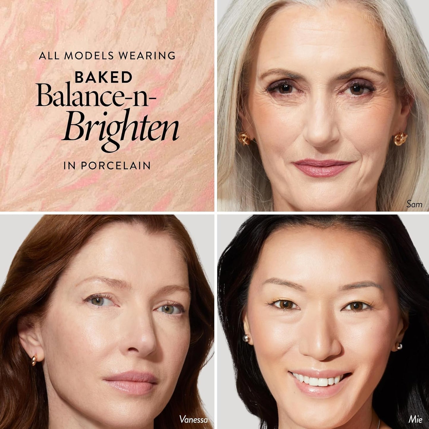 LAURA GELLER NEW YORK Award-Winning Baked Balance-n-Brighten To Go Travel Size Color Correcting Powder Foundation - Porcelain - Buildable Light to Medium Coverage - Demi-Matte Natural
