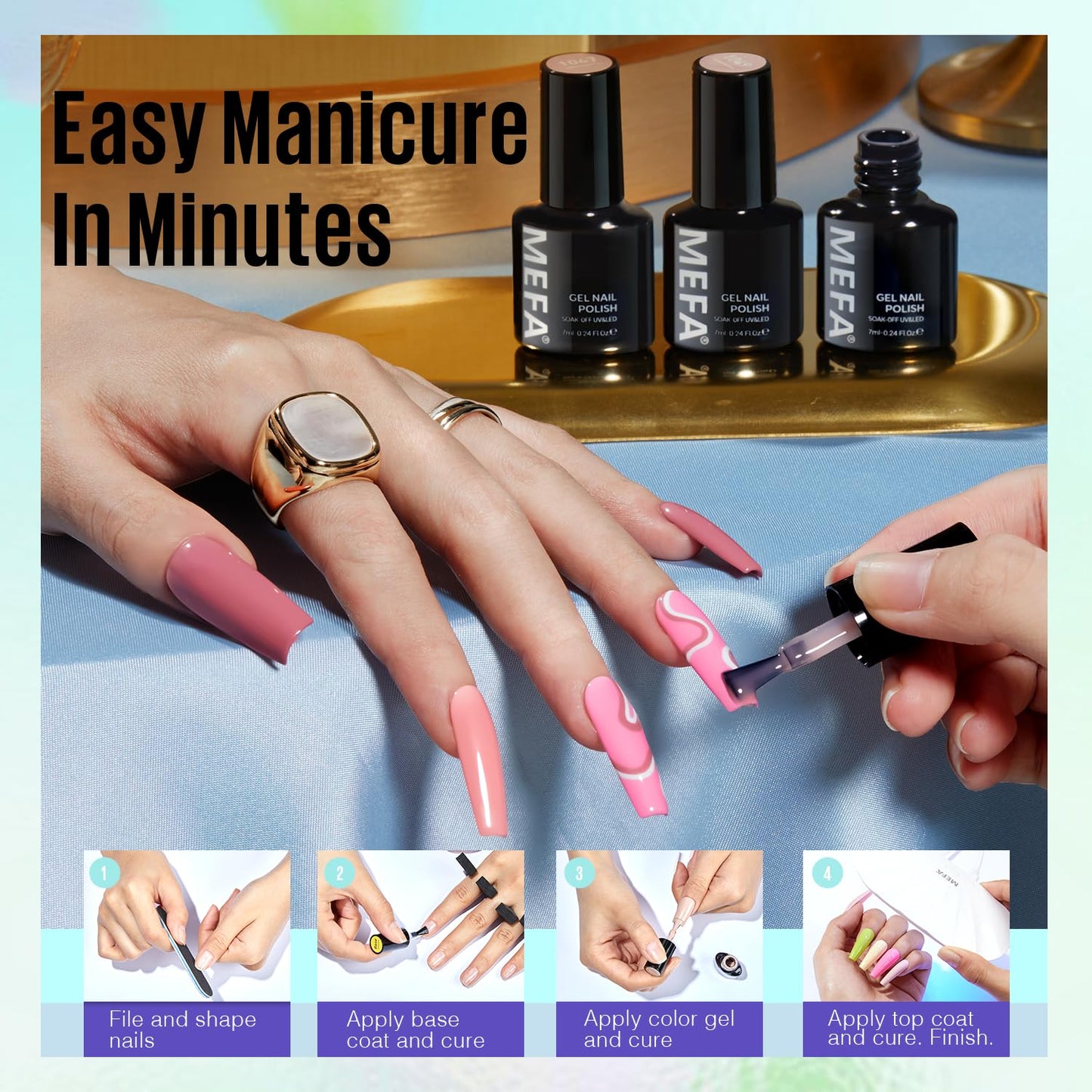 MEFA Gel Nail Polish Set, 23 Pcs Burgundy Red Brown Gel Polish Set Collection Summer Neon Classic Orange Black Navy Blue Glitter Nail Polish Starter Set with Glossy & Matte Top Base Coat Nail Art Gift