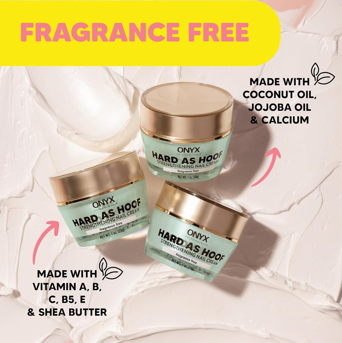 Onyx Professional Hard As Hoof Nail Strengthening Cream, Unscented - Nail Growth & Conditioning Cuticle Cream Stops Splits, Chips, Cracks & Strengthens Nails, 1 oz