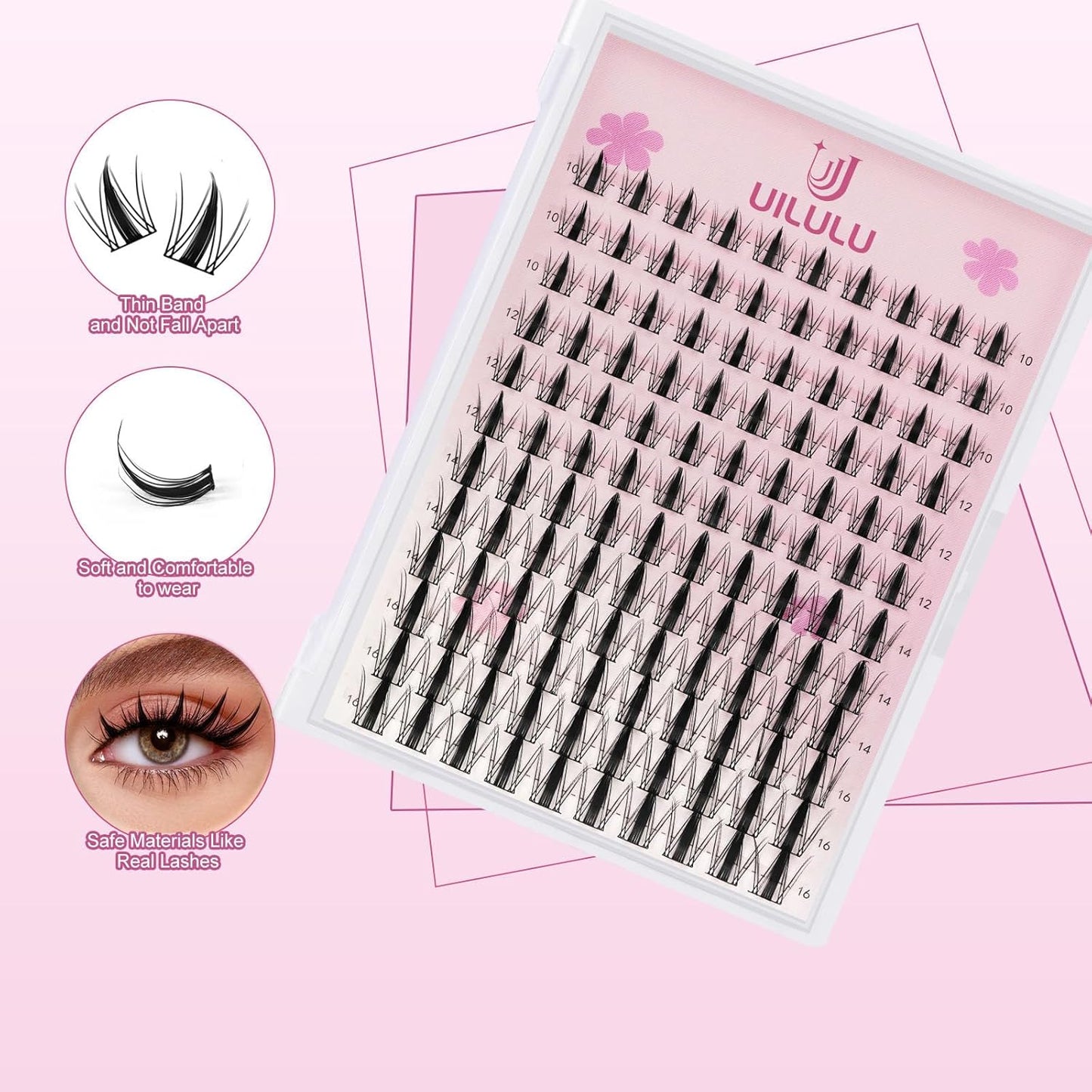 Lash Clusters D Curl Clusters Lashes 0.07D 10-16 MIX 120 Eyelashes Individual Lashes DIY Lash Extensions at Home False Lashes Wide Band Anime Eye Lash Clusters U07 Lash