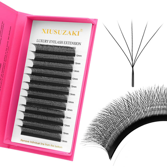 Lash Extensions 5D Eyelash Extensions W Lashes 0.07mm Thickness D Curl Lashes 8mm Soft Lash Trays Pestañas Pelo a Pelo Natural Matte Black False Eyelashes Individual Lashes(W-5D-0.07-D,8mm)