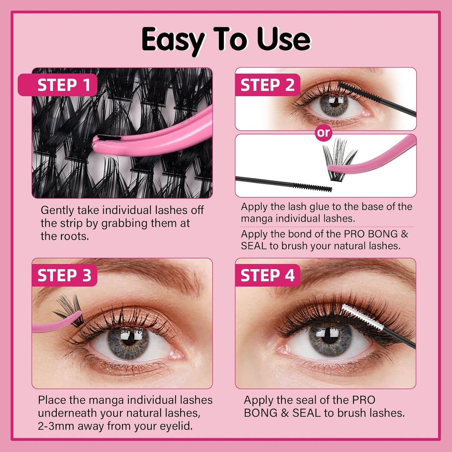 280 Pcs Individual Lashes 40D+50D Mixed Lash Clusters Devil Style Lashes That Look Like Eyelash Extensions Wispy Lashes DIY Individual Lashes At Home (40D+50D-C-8-16mix,Manga)