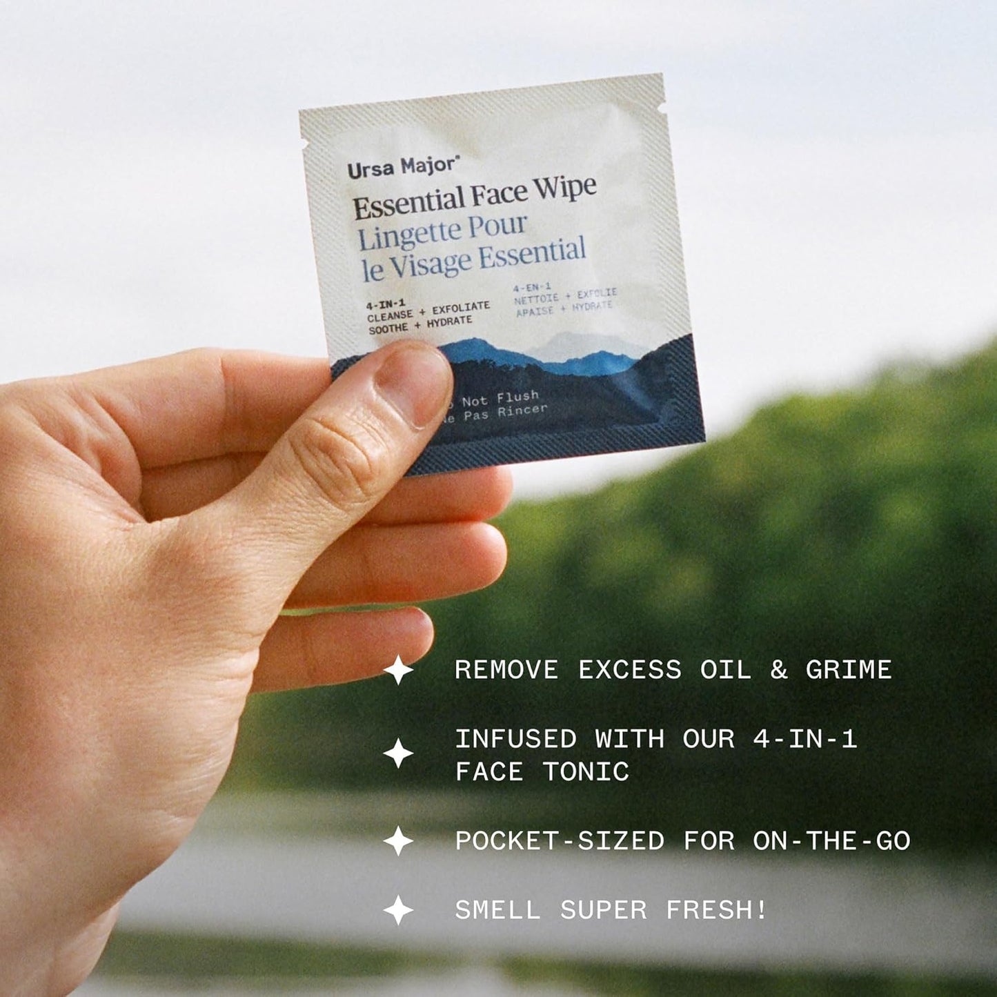 Ursa Major Essential Face Wipes | Natural, Biodegradable, Cruelty-Free | Cleanse, Exfoliate, Soothe and Hydrate | Individually Wrapped | 40 count