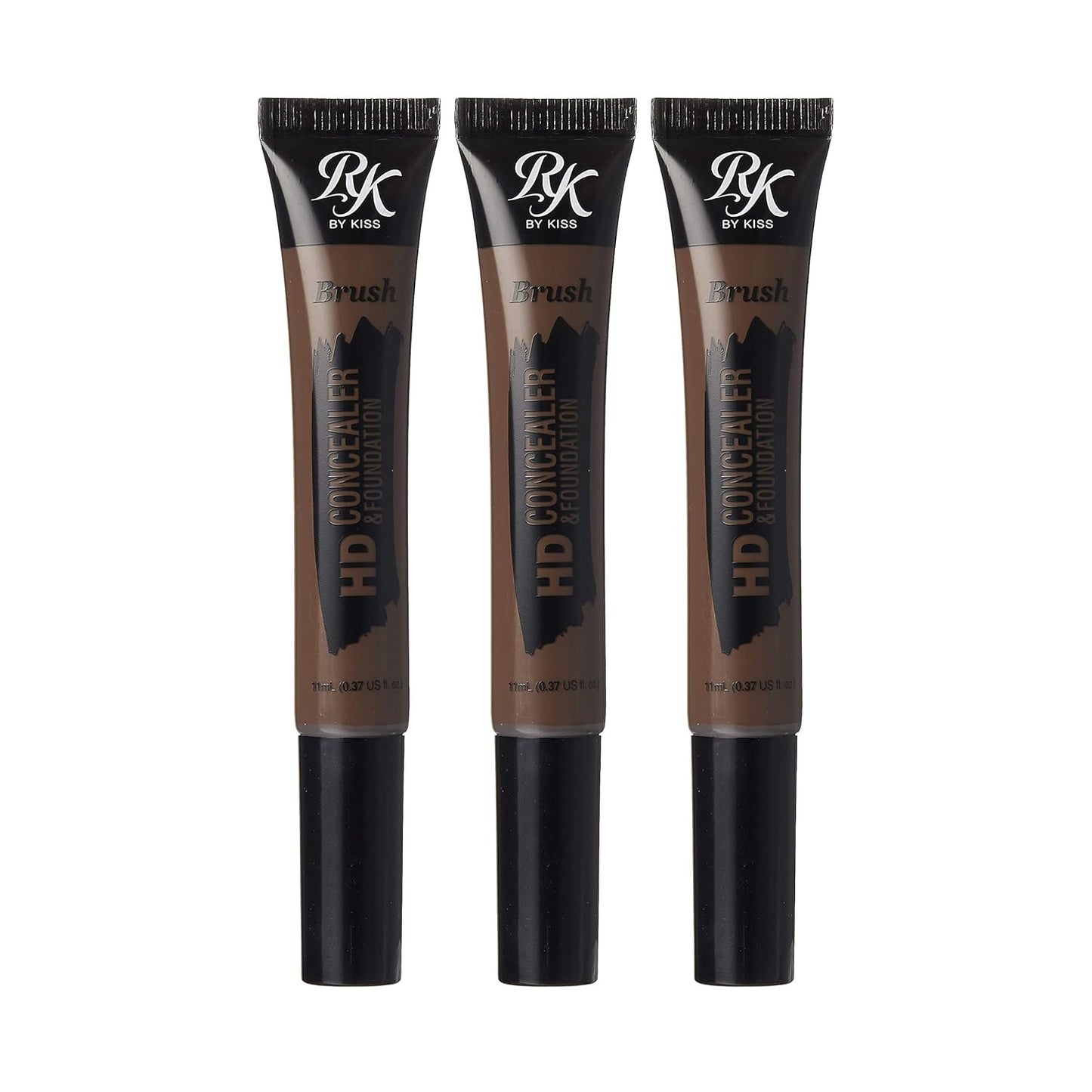 Ruby Kisses HD Brush Concealer & Foundation, Full Coverage, Color Correcting, Highlight, Contour 3 Pack (Mahogany)