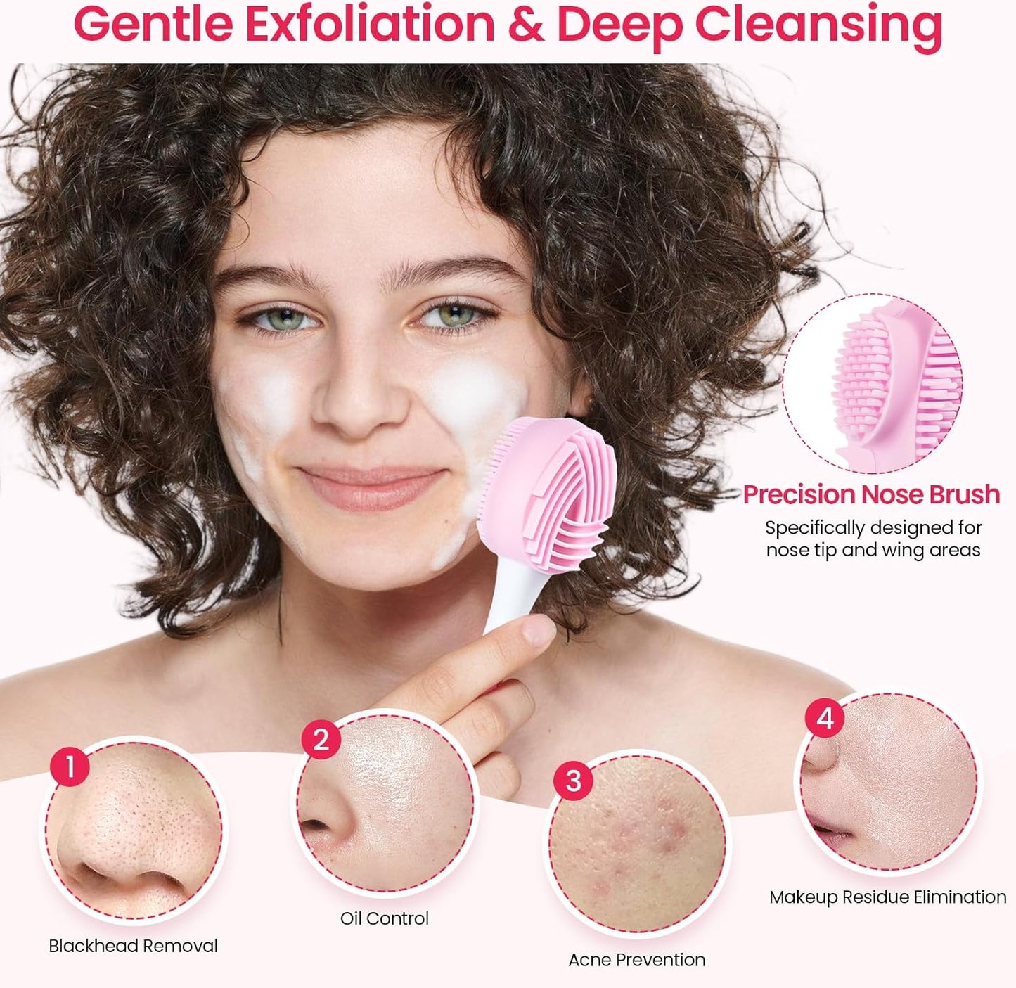 2 Packs Silicone Face Scrubber Exfoliator, Face Mask Brush Applicator, Facial Cleansing Brush, Pore Cleaning Brush, Pore Scrubber for Face