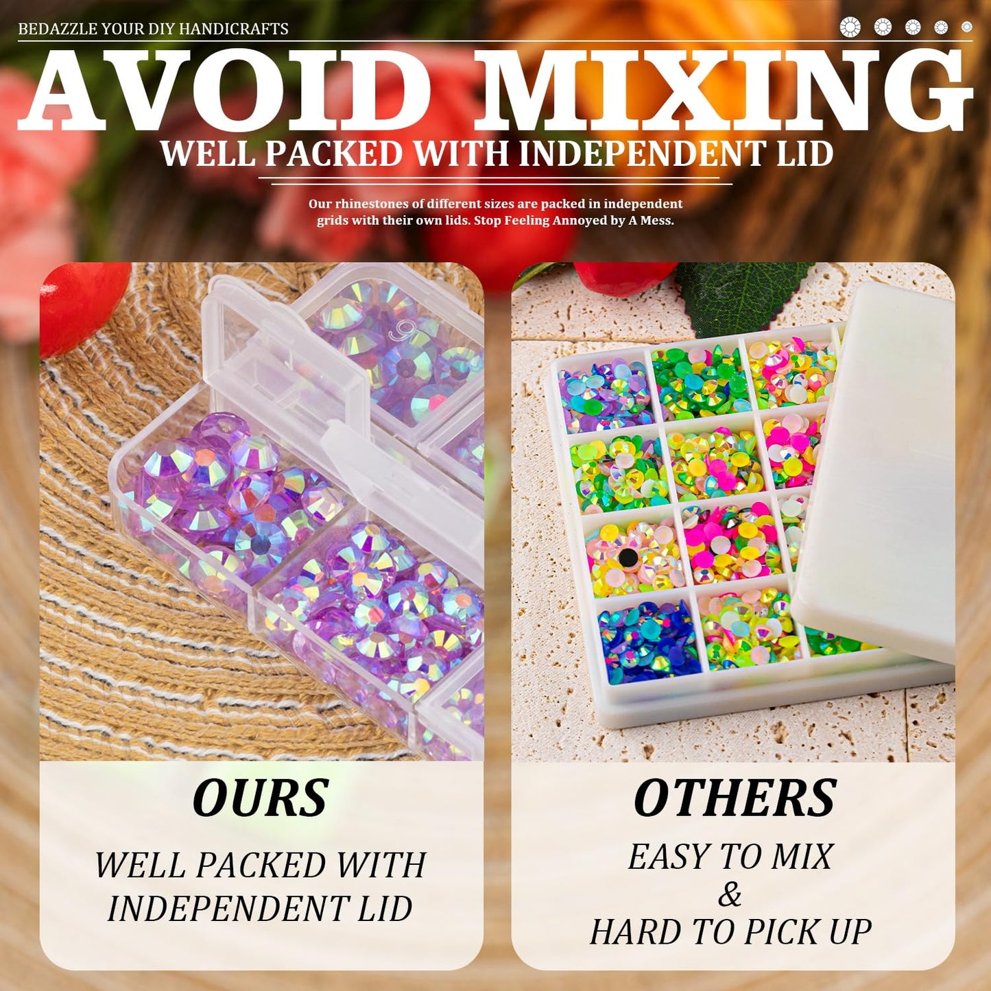 Resin Rhinestones Crafting, 2/3/4/5/6mm Flatback Jelly Rhinestones, 2 Boxes Transparent Lavender Purple AB Non Hotfix Gems for Bedazzling Crafts Mugs Tumblers Clothes Makeup Nail