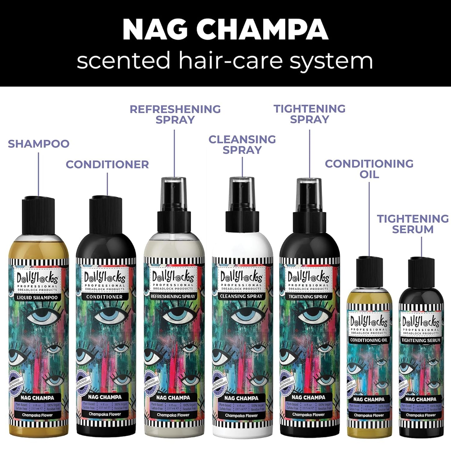 Dollylocks Tightening Spray – The Original Dreadlock Tightening & Residue-Free Loc Spray, Plant-Based, Vegan & pH-Balanced (Nag Champa Scent, 8oz)