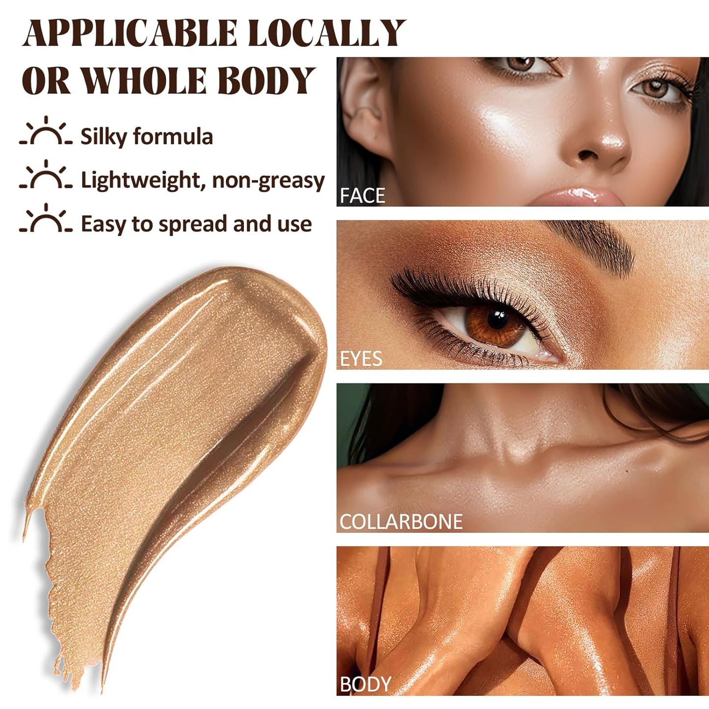 Instant Bronzing Drops, Face and Body Bronzer, Cream Liquid Bronzer Drops for Instant Tan, Bronze Drops, Blendable Lightweight Texture Bronzing Drops for Face - 02