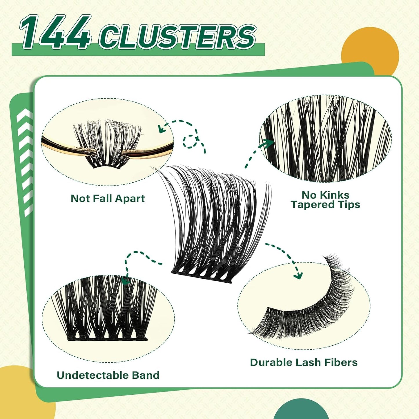 DIY Lash Extension Kit KEYYOU 144pcs Lash Clusters Eyelash Extension Kit with Mascara Brush Bond and Seal Lash Remover Lash Applicators Lash Brush for DIY Lash Extensions (Y12 Kit)