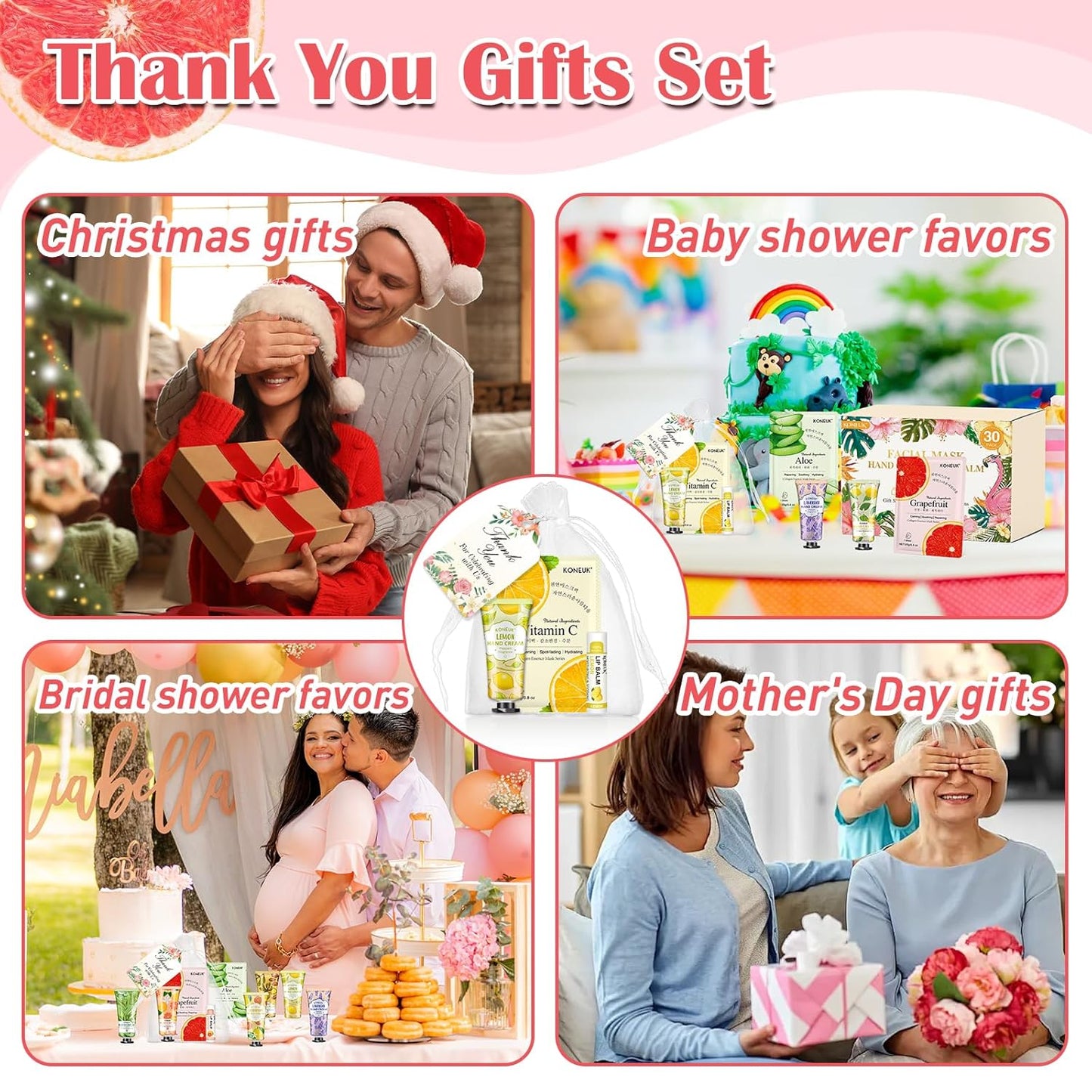 30 Pack Bulk Facial Mask, Bulk Hand Cream and Bulk Lip Balm Sets, Bridesmaid Gifts, Thank You Gifts, Bridal Shower Favors and Baby Shower Party Favors for Guests, Birthday Gifts, Small Gifts for Women