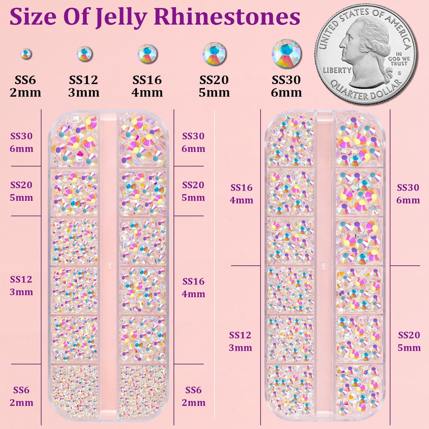 Resin Jelly Rhinestones for Crafting with B7000 Jewelry Glue, 2 Boxes Transparent AB Flatback Crystals with 3Pcs 10ml Glue, Bedazzling Non Hotfix Gems for DIY Tumblers Clothing Shoes Manicure