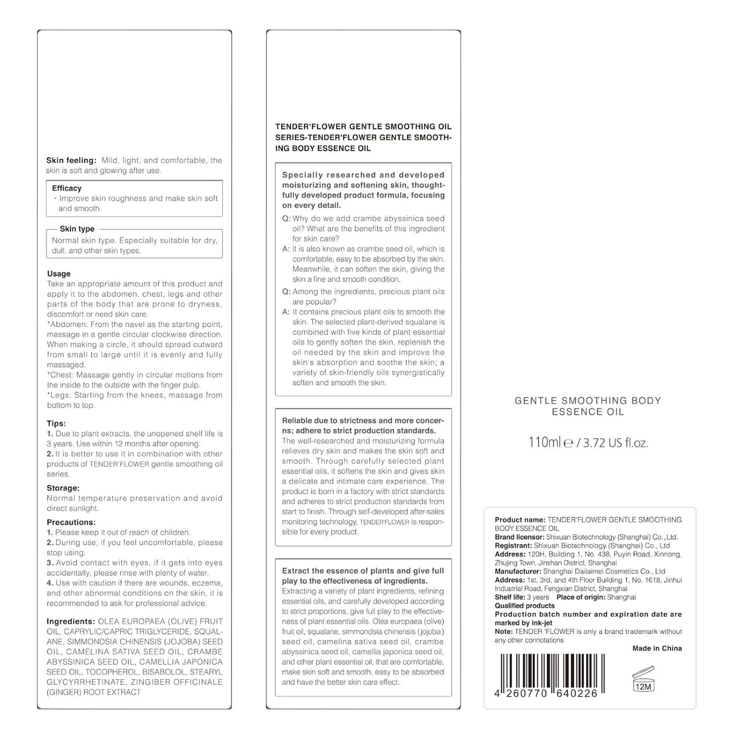 2PCS Folic Acid&Amino Acid,Essence combination of oil and lotion,Age-Defying Vegetable Glycerine for Skin Firms, Smooth, Anti Stretch Mark, Moisturizing 6.7 OZ +3.7 OZ