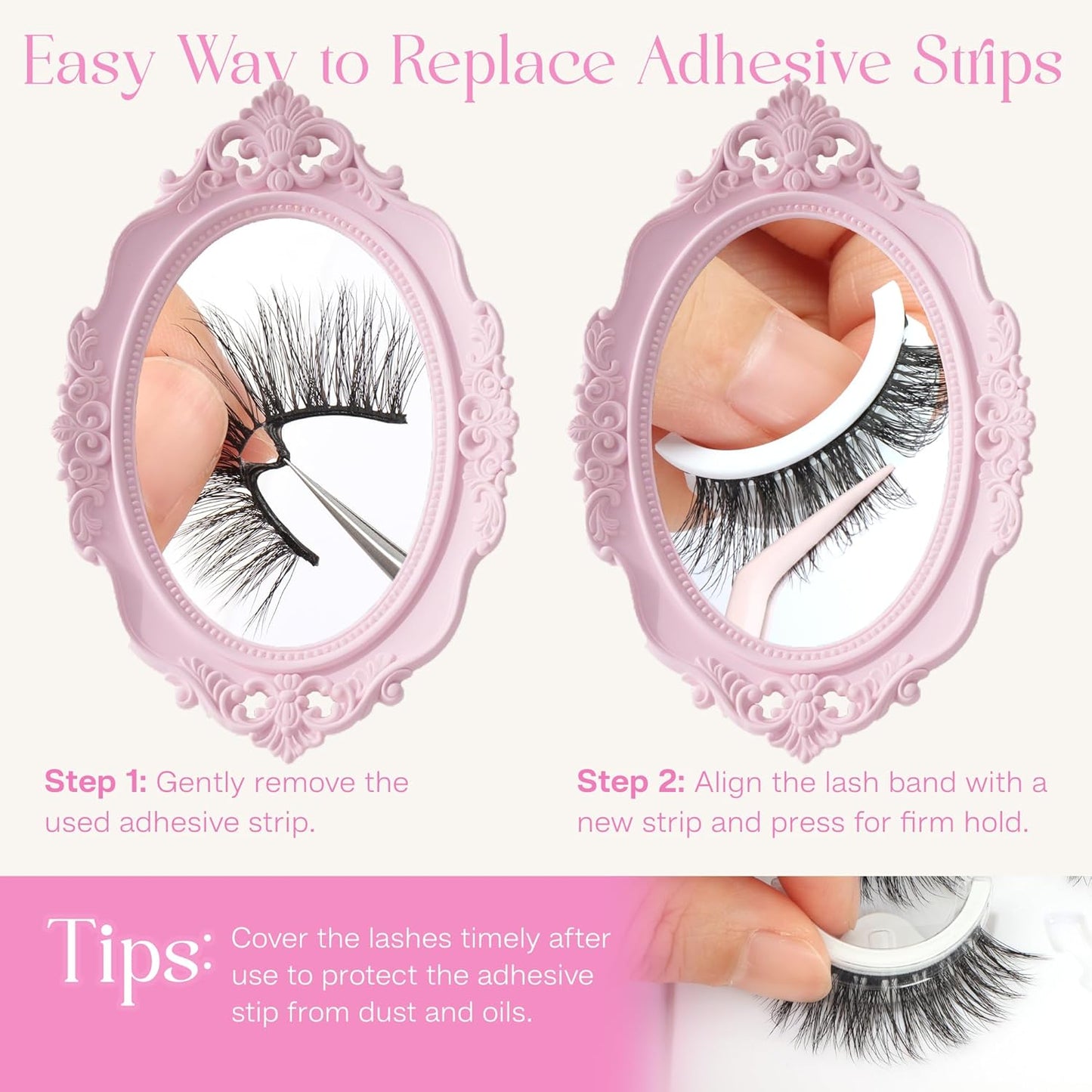 CALAILIS Self Adhesive Eyelashes 5 Pairs Natural Look Press On Lashes No Glue Need Eyelashes Reusable Cat Eye Wispy Self-adhesive False Lashes with Replacement Adhesive Strips (C130)