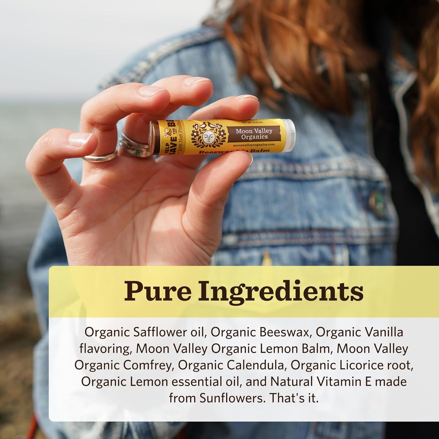 Moon Valley Organics Beeswax Lip Balm for Moisturizing Lips and Cuticles (VELVETY VANILLA, 1-Pack)