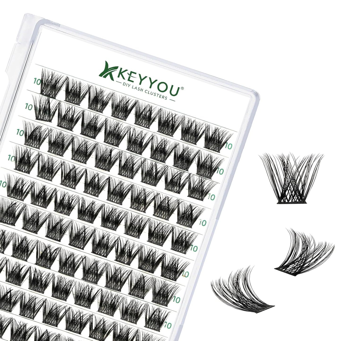 Lash Clusters 96pcs Individual Lashes Y01 D Curl 10mm Eyelash Clusters KEYYOU Volume Wispy Lash Extension Soft&Comfortable Easy DIY at Home(Y01 D-10mm)