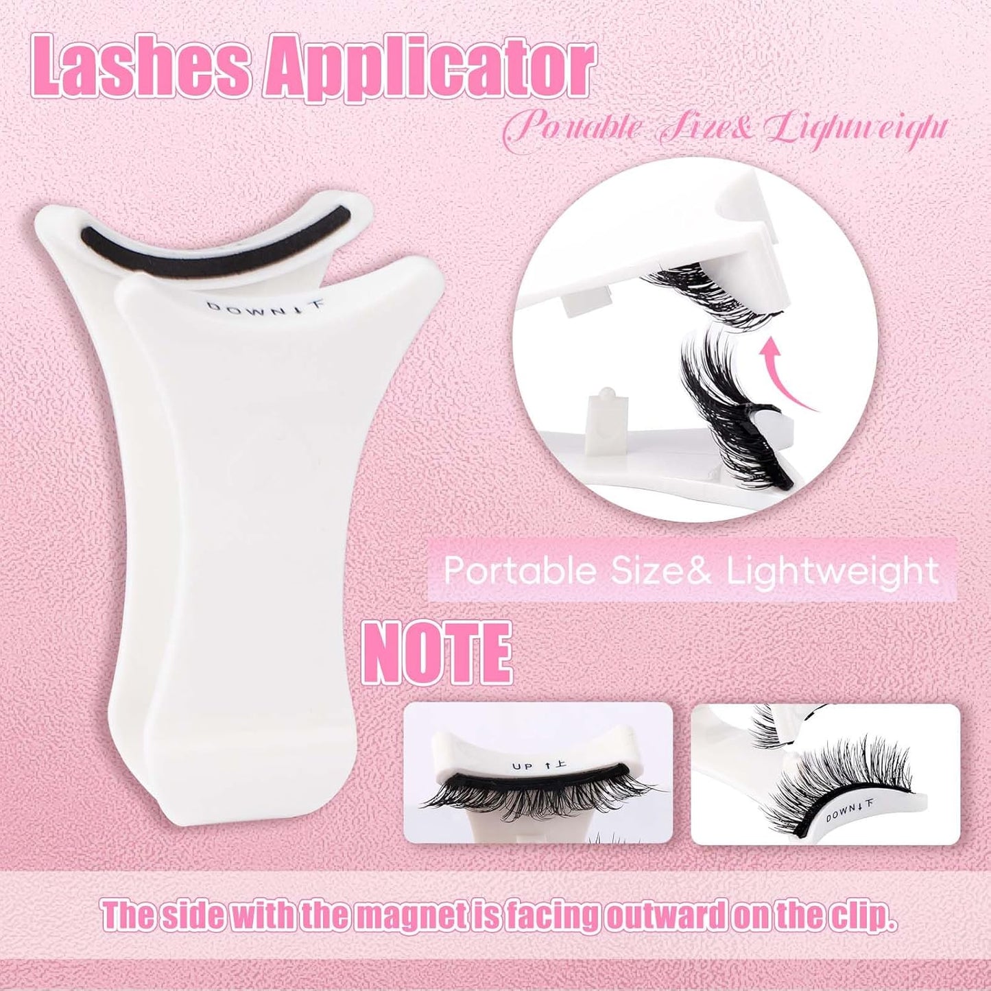 FADLASH Magnetic Eyelashes with Applicator 2 Pairs Waterproof Cat Eye Magnetic Lashes Natural Look Reusable Easy to Wear and Remove, Black (MC+WJ26)