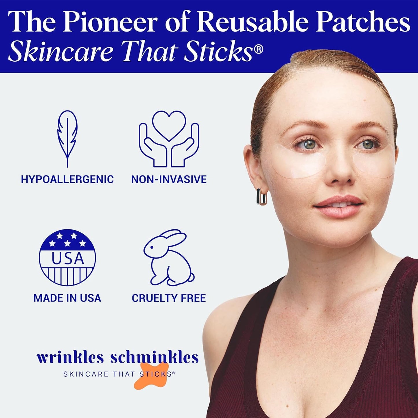 Wrinkles Schminkles Under Eye Wrinkle Patches | Smooth Eye Wrinkles, Crows Feet & Dark Circles Overnight | 1 Pair Reusable Medical Grade Silicone Patches