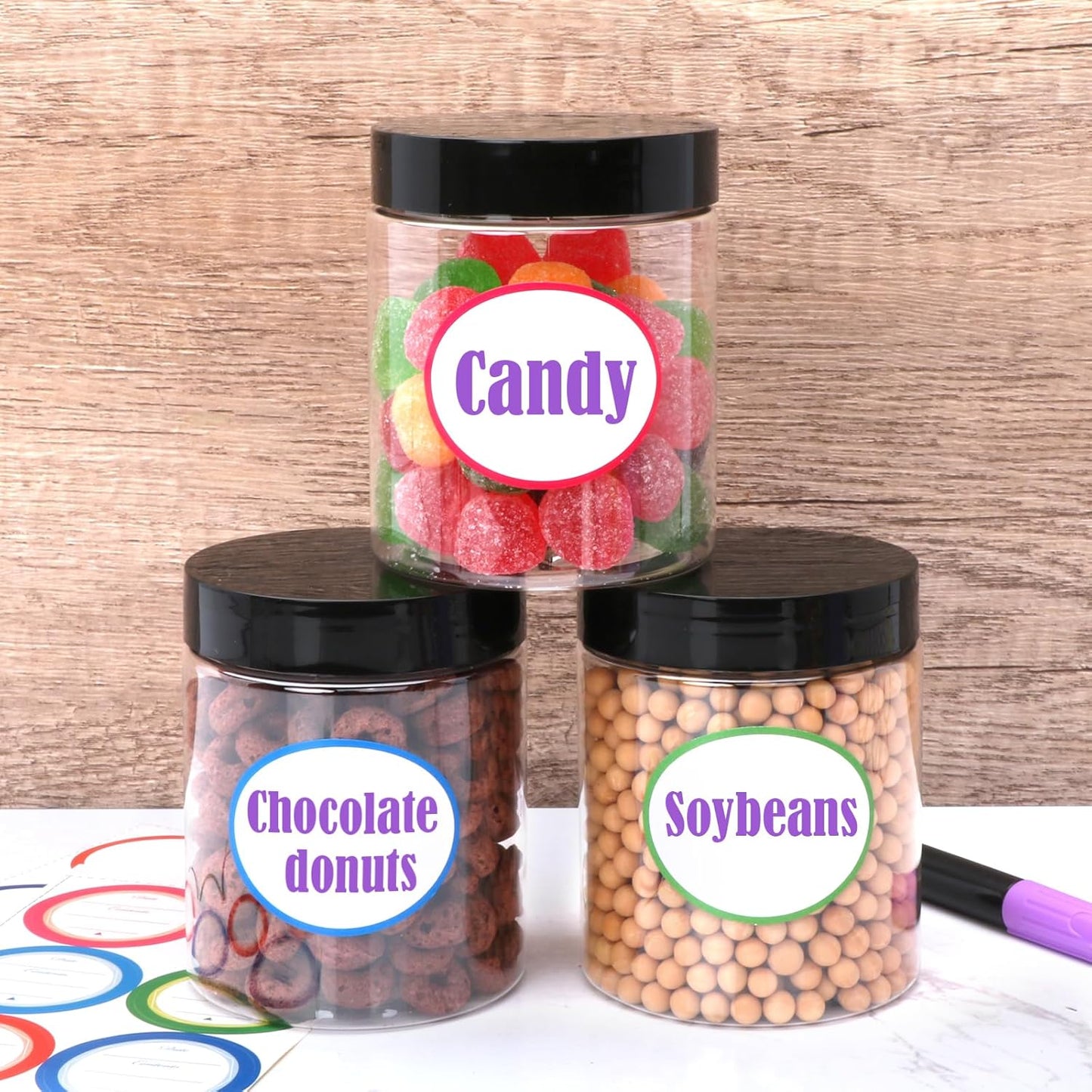 16 Pack 8oz Plastic Containers with Lids, Jars with Lids, Great for storing,lip balms, creams, ointments, cosmetics, samples