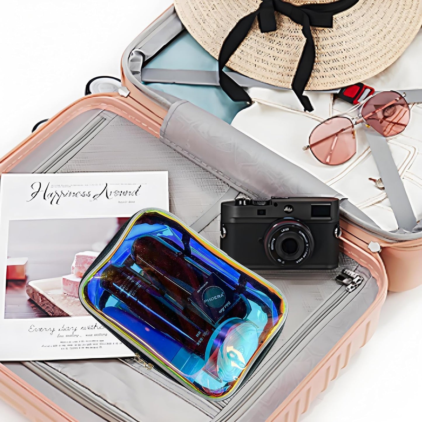 7.8"X5.5"X3.1" TPU Blue Laser Clear Toiletry Pouch Waterproof Cosmetic Organizer with Large Capacity & Zipper Clouse for Pool Beach Travel Concert Sports Commute