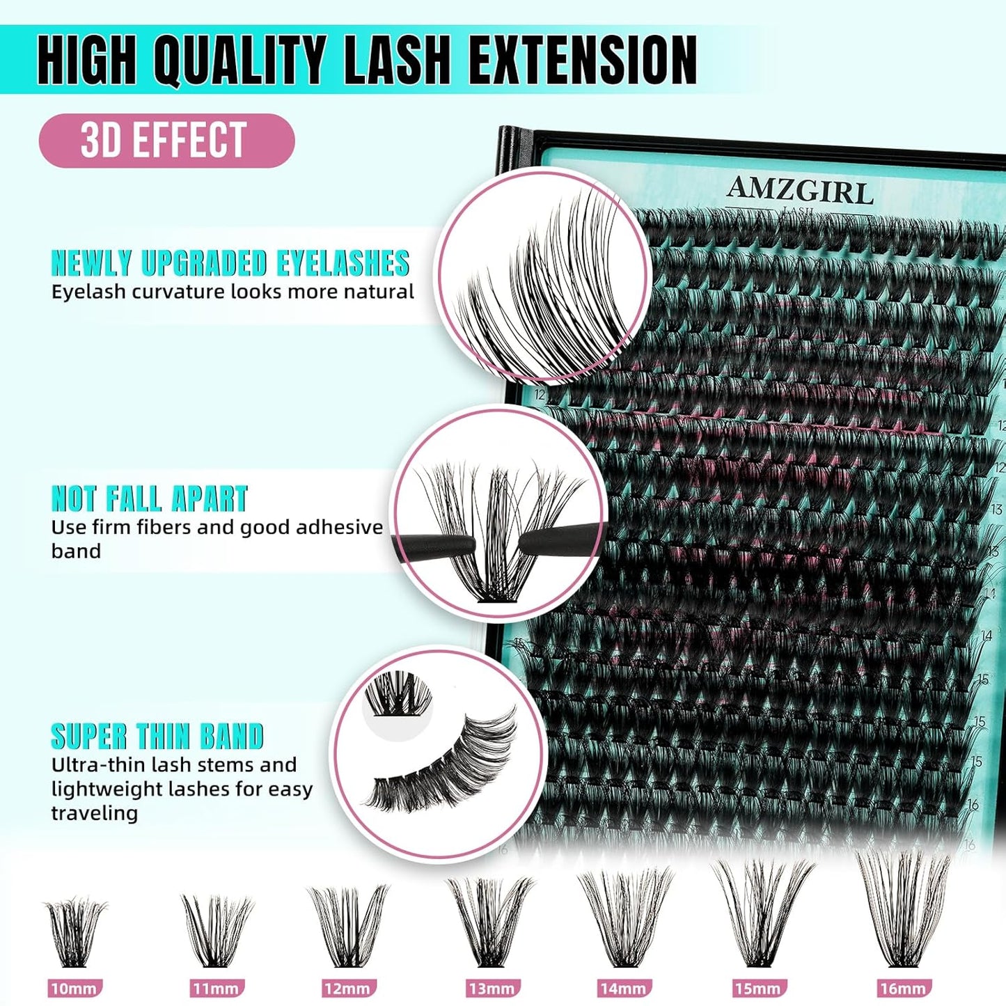 Lash Clusters 320Pcs 60D Eyelashes Cluster D Curl Individual Wispy Lashes Cluster for DIY Cluster Eyelash Extensions at Home for Beginners (Mix10-16mm)