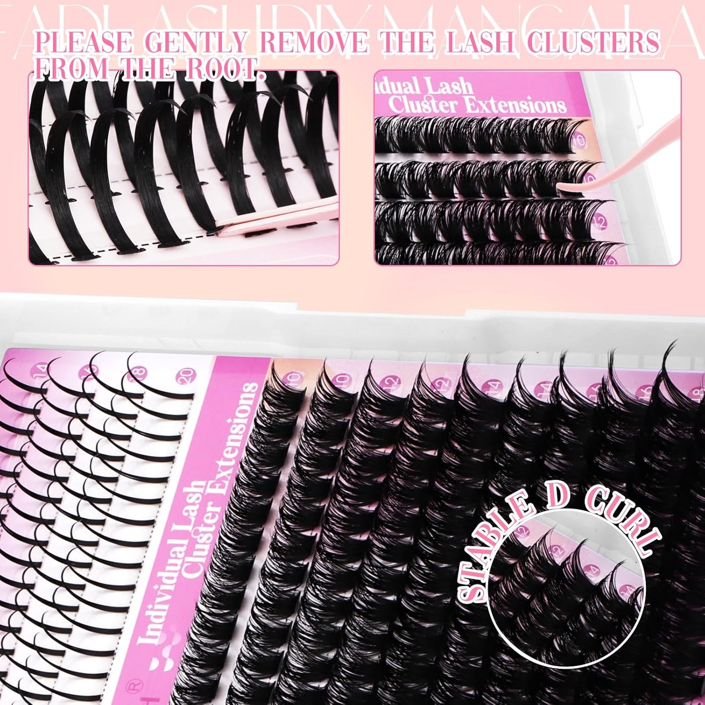 Lash Clusters 80D Eyelash Clusters 10-18mm Spikes 14-20mm Thick Volum Manga Lashes with D Curl DIY Fairy Lash Clusters with Spikes by FADLASH