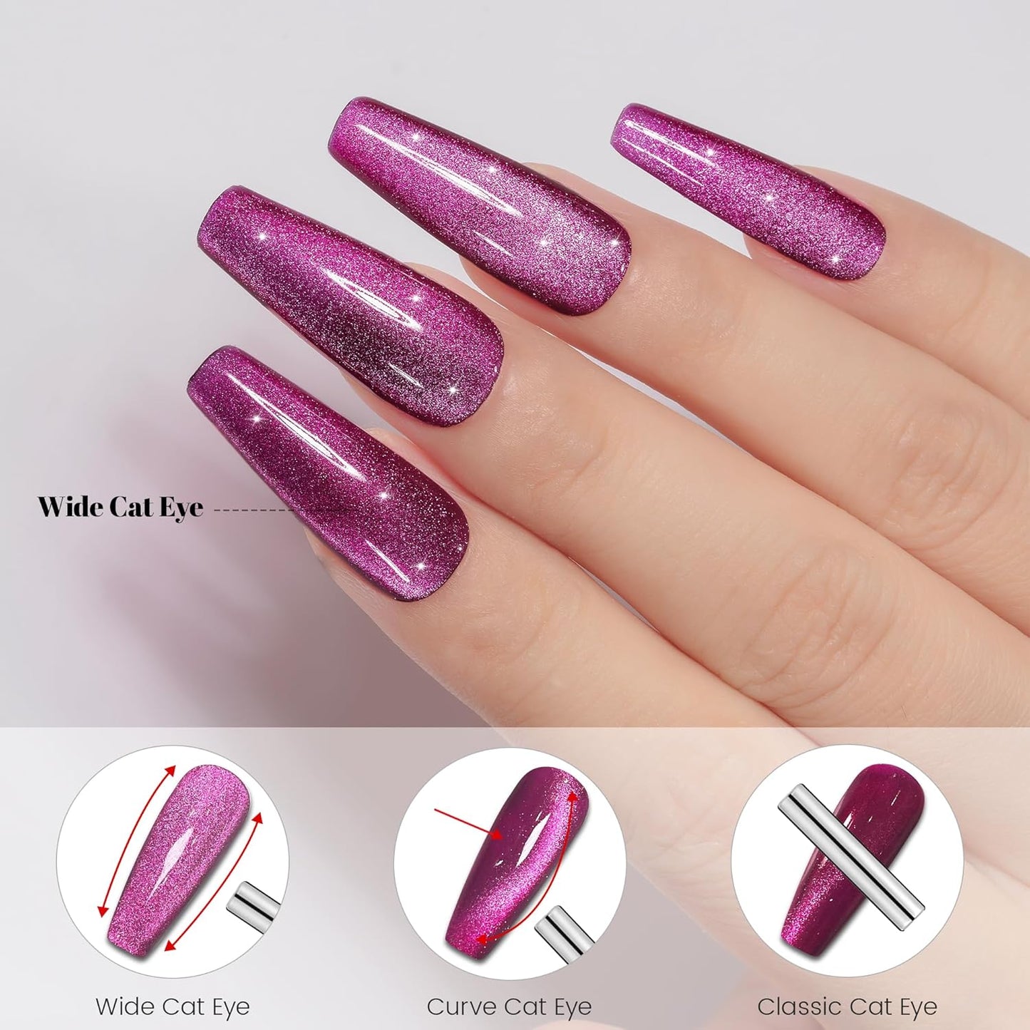 YTD Likomey Cat Eye Gel Nail Polish,15ml Bright Plum Pink Holographic Translucent Neutral Velvet Jelly Sheer Magnetic Dragon Fruit Shimmer Glitter Fall Winter UV Color Varnish with Magnet Stick,MY378