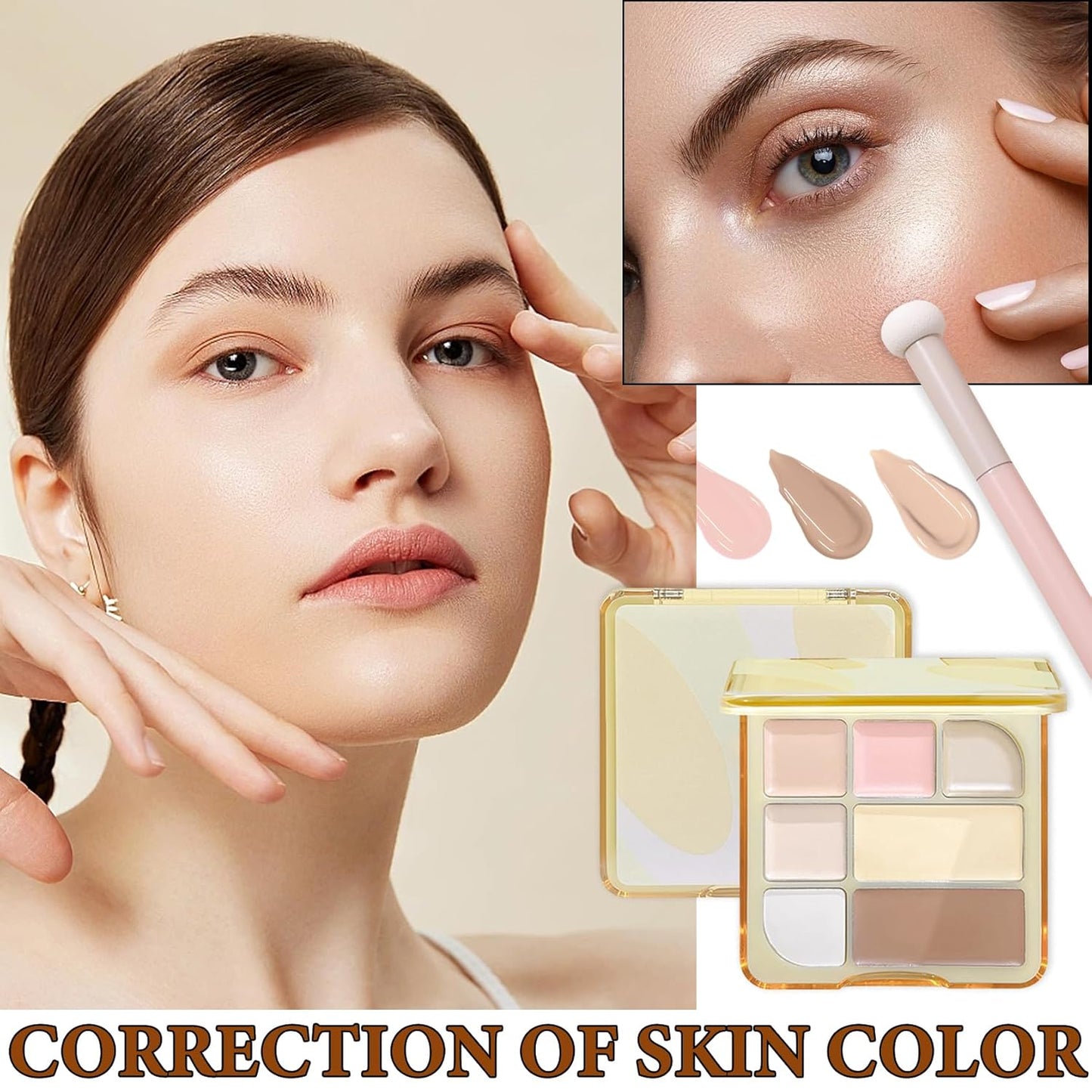 Soft Correcting Concealer Contour Palette,Concealer Cream Contour Makeup Palette,Contouring Foundation Highlighting Makeup Kit with Brush