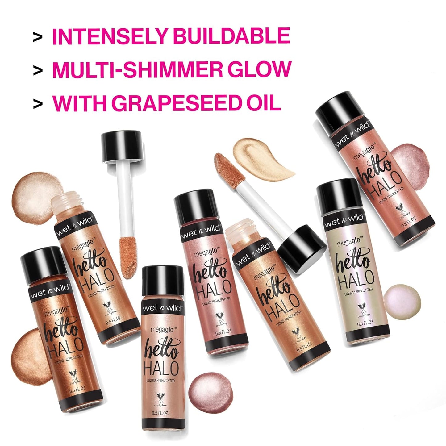 wet n wild MegaGlo Hello Halo Liquid Highlighter Makeup, Shimmer, Glow Halographic