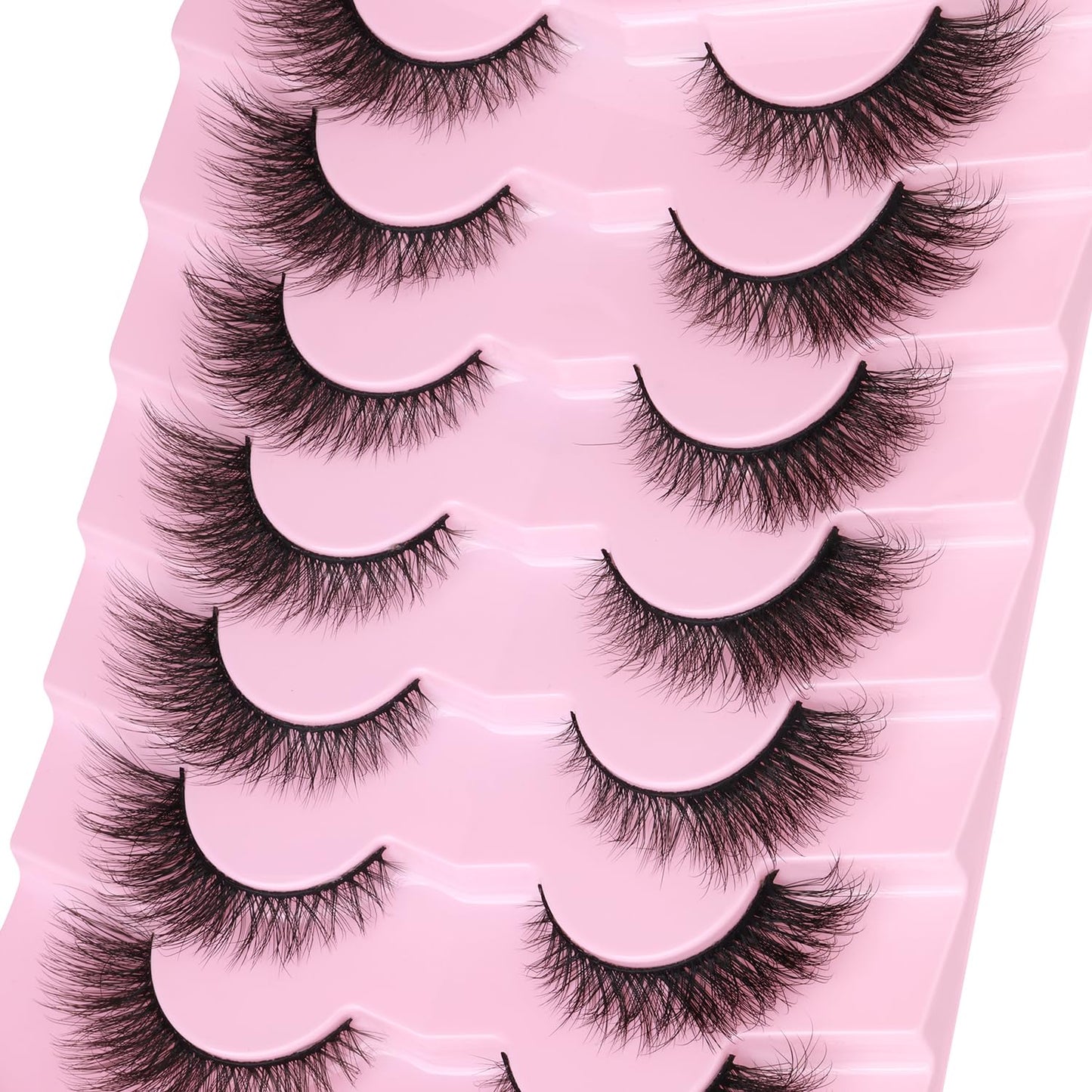 False Lashes Natural Look Faux Mink Eyelashes Wispy Fox Eye Lashes That Look Like Extensions 3D Mink Lashes Natural Strip Lashes Pack 7 Pairs