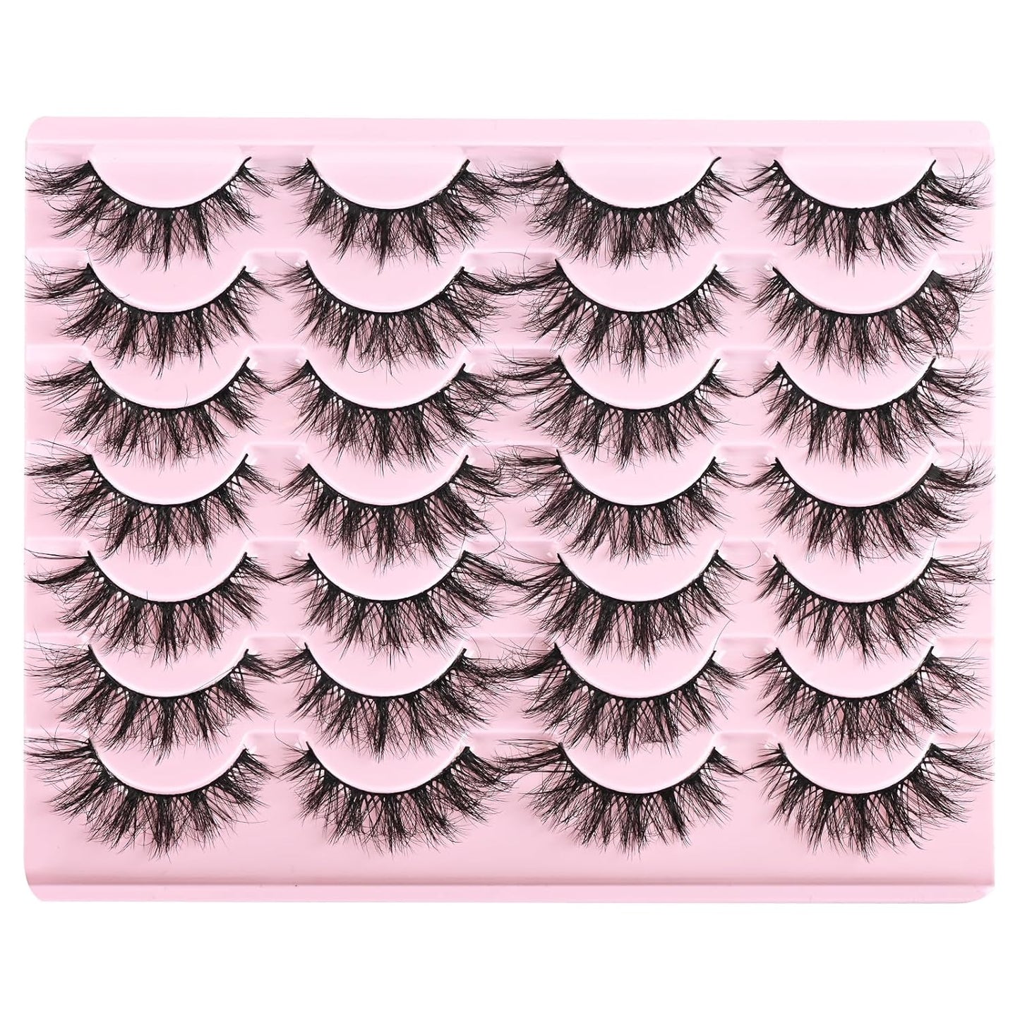 FARRED Cat Eye Lashes Short Natural Eyelashes 15mm Fluffy Wispy Strip Eyelash 14 Pairs Cute Natural Fake Lashes Packs Small Full Pestañas Set (F10 | 9-15mm)