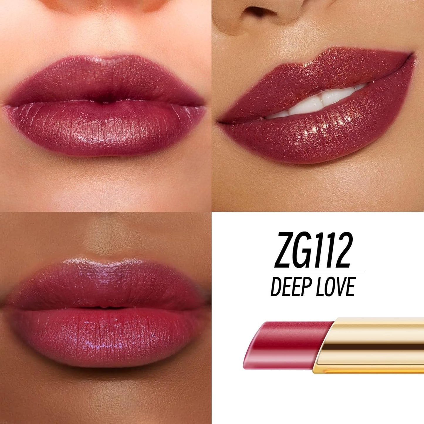Dark Red Moisturizing Lipstick for Women Shimmer Tinted Lip Balm Hydrating Nourishing Burgundy Lip Gloss Vegan& Cruelty Free Lip Makeup, ZG112 Deep Love