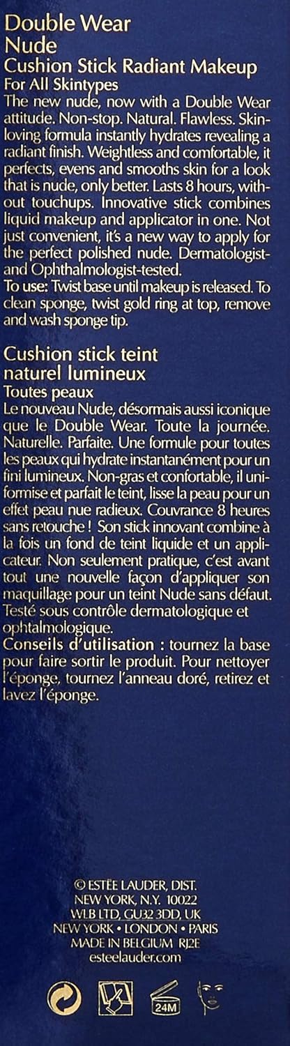 Estee Lauder Double Wear Nude Cushion Stick Radiant Makeup, 2w0 Warm Vanilla, 0.47 Ounce