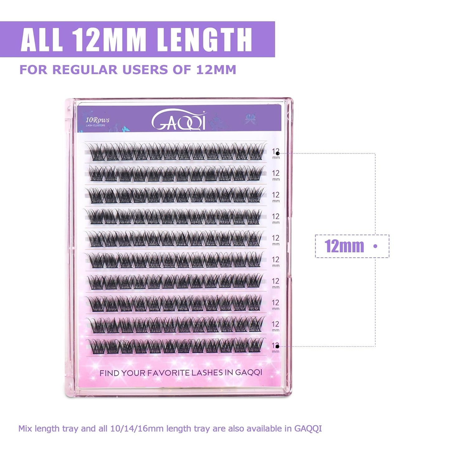 GAQQI Lash Clusters, Eyelash Clusters 120PCS D Curl Individual Lashes, Wispy Cluster Eyelash Extension 12mm Only, Natural Looking Cluster Lashes （GQ03, D Curl, 12mm)