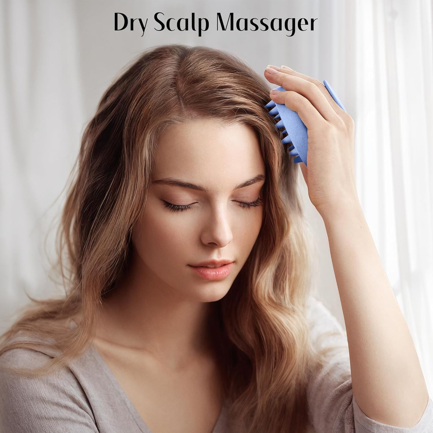 HEETA Scalp Scrubber Shampoo Brush, Scalp Massager Tool for Hair Growth, Soft Silicone Bristles for Dandruff Removal Wet Dry Use Women Men Kids Pet, Fit All Hair Types Care, Blue