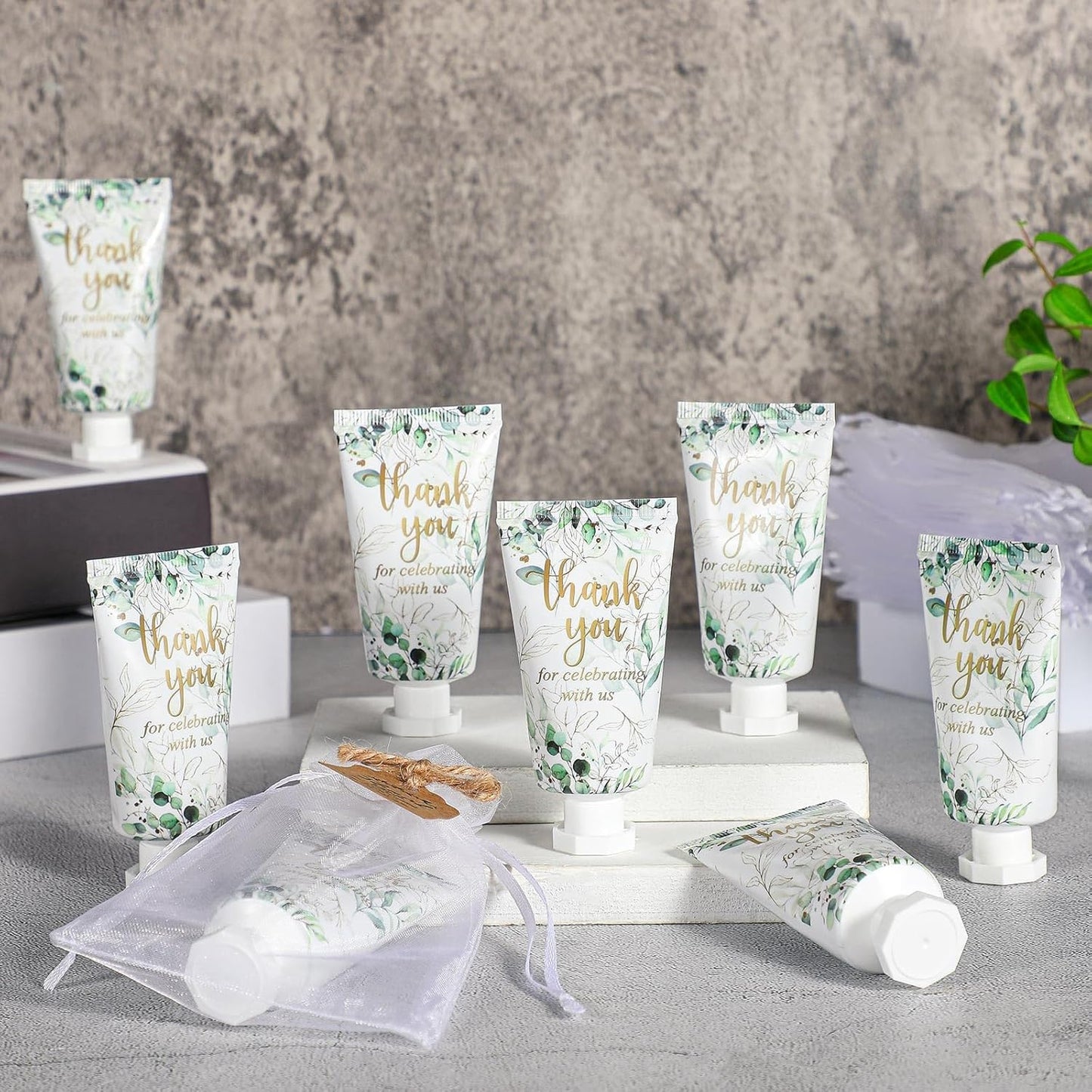 48 Sets Baby Shower Hand Cream Party Favors for Guests Gift Bulk Travel Size Hand Lotion Set for Baby Shower Wedding Christmas(Eucalyptus Leaves)